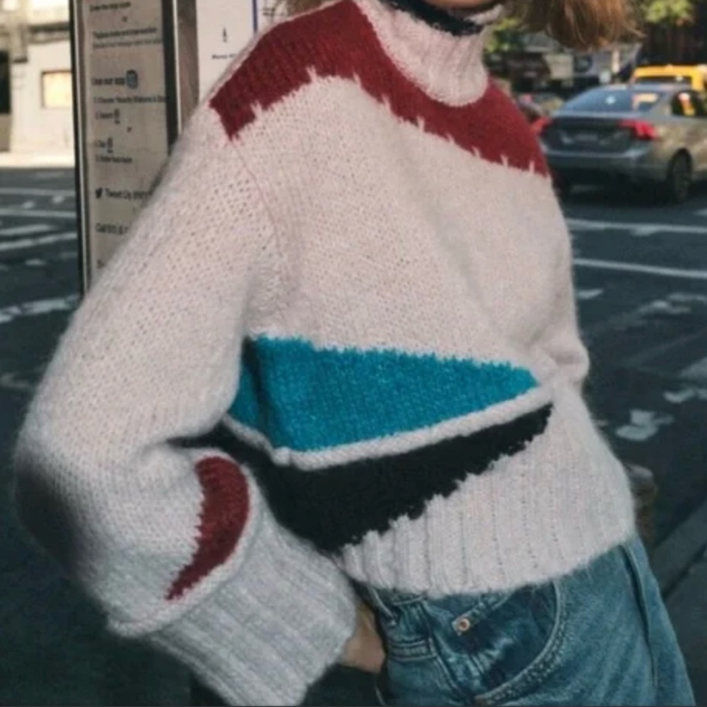 Zara Multicolor Cowl Neck Sweater